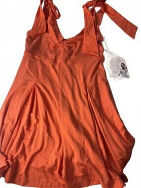 Blogilates XS Sweetheart Romper Rust Orange Sleeveless with Tie Shoulder Straps